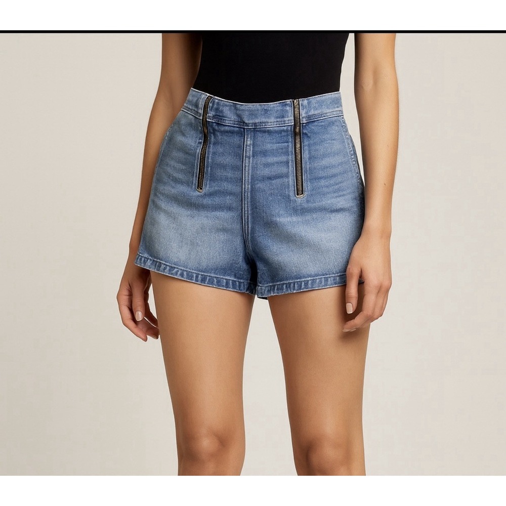 Y2K Hollister Double Zipper Shorts Sz 5 High Rise Denim‎ Jean 27 Festival Indie